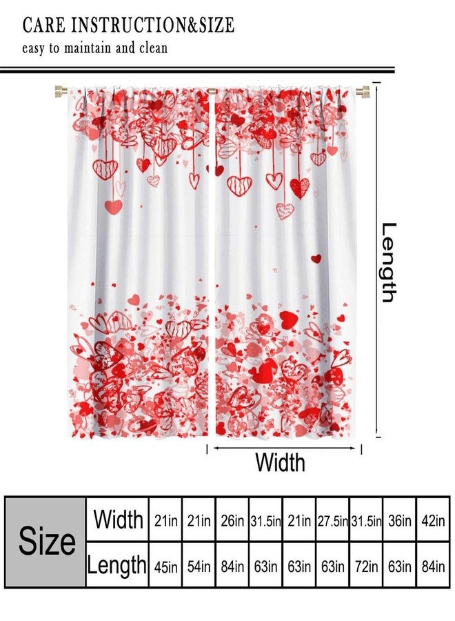 Kurtect Valentines Curtain,Pink Red Heart Abstract Art Girl Women Window Treatment Curtains for Bedroom Cafe Dining Room Office Living Room Kitchen Drapes, 42x45 in - Image 2